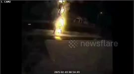 Multiple lightning strikes hit concrete footpath during severe thunderstorm in Victoria, Australia