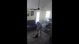 Man accidentally hits cat while playing VR golf in St. Marys, Georgia, USA