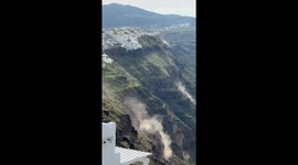 Landslide triggered by earthquake swarm prompts emergency response in Santorini, Greece