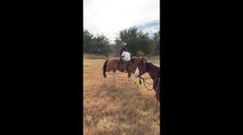 Horseman falls after horse bucks in Nebraska, USA