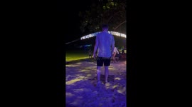 Man Falls on Flaming Jump Rope