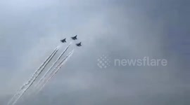 Fighter jets mark climax of India's bathing festival despite dozens of deaths and sewage pollution
