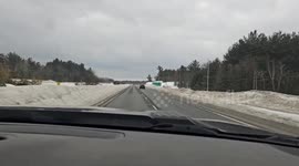 Snow piles up along Hwy 11 in Gravenhurst, Ontario