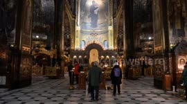 St. Volodymyr Eastern Orthodox Cathedral in Kyiv – Worshippers, Spiritual Atmosphere, and Architectural Beauty Amidst Ukraine-Russia War
