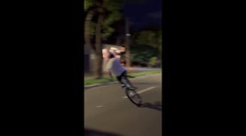 Motorcyclist Hits Bicyclist Doing Wheelie