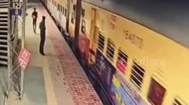 Passenger falls from moving train before being pulled to safety