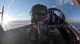 Cockpit footage captures US T-38 Talon fighter jet in action