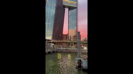 Stunning city lights captured during ferry ride in New York, USA