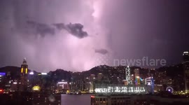 Incredible lightning storm over Hong Kong Island