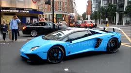 Supercars driving around Knightsbridge