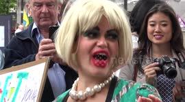 Bizarre rave-style protest against Theresa May outside Downing Street