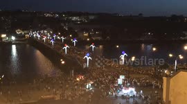 AtlasHD Time lapse of the crowd assembling to see the Rainha Santa statue paraded