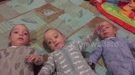 Triplets react hilariously to 'Daddy Monster'