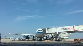 Cool footage of a plane being prepared for a flight