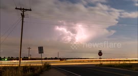 Cool lightning storm on a highway in Colorado