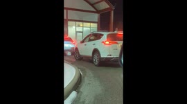 Dog Adorably Scratches Chin On Car Window