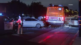 US, Los Angeles: Carson Vehicle Vs Metro Bus