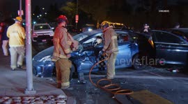 US, Los Angeles: Arlington Heights Man Trapped In Car After Crash