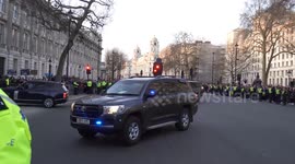 President Volodymyr Zelenskyy of Ukraine arrives at 10 Downing Street to visit Kier Starmer