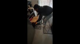 Dad drops cookies in oven, causing small fire