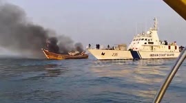Sailors rescued from burning fishing trawler off coast of India