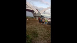 Bridge collapses after overloaded dump truck passes in Isabela, Philippines