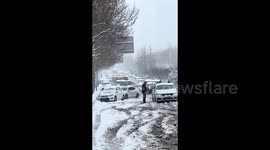 Chaos as record-breaking snowstorm leaves roads paralysed in east China