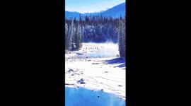 Morning mist veils landscape in Xinjiang's Altay