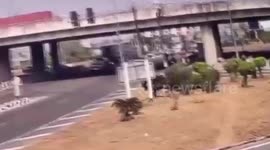 Cargo truck overturns at intersection