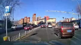 Dazed driver staggers away after taxi explosion captured on dashcam