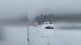 Heavy snow covers roads in Salt Lake City, Utah