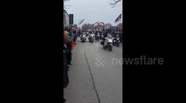 Serbia: Bikers participate in a massive protest in Niš