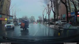 Strong wind blows over grandmother as she rides mobility scooter
