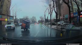 Strong wind blows over grandmother as she rides mobility scooter