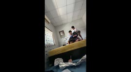 Teenage boys test bed's strength and it collapses