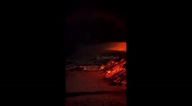 Lava Meets Snow On Mount Etna