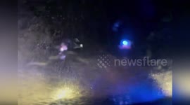 Spain flash floods leave cars stranded on roads