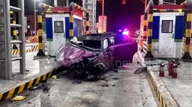 Motorist dozes off whilst using self-driving mode and crashes into toll booth in China