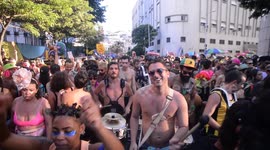People having fun during the street carnival parade in the city of Rio de Janeiro, Brazil
