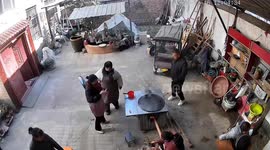 Cook drops food after two hours of preparation in Henan, China