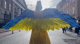 Massive march for Ukraine led by “Ukrainian Angel of Peace” in Dublin, Ireland