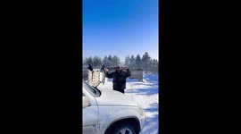 Man dances with car wiper as partner in Orenburg, Russia