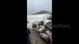 Cyclone Alfred: Wave Knocks Man Over At Snapper Rocks, QLD