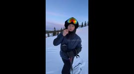 Skier fails backflip attempt and slides down slope in Sälen, Sweden