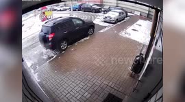Pensioner parking her SUV crashes into two other cars in Russia