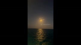 Starship breaking up over Bahamas from bow of mega yacht
