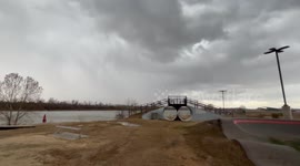 Gusty Winds from the leading edge of a Severe Thunderstorm moving into Fort Smith, Arkansas