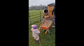 Youngster Helps With Landscaping
