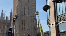 Palestine protester scales the iconic Big Ben