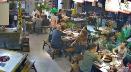 Chinese quake-away! Diners flee as tremors shake restaurant in China